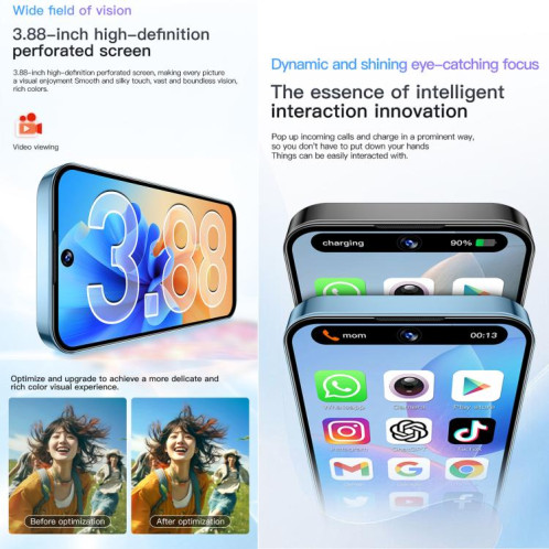 SOYES XS19, 2 Go + 16 Go, 3,88 pouces, Android 10.0, MTK6580 Quad Core, réseau : 3G, double SIM (rose) SS869F1557-012